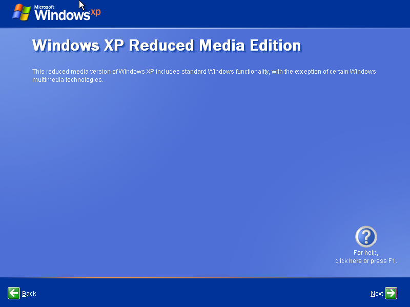Windows XP Reduced Media Edition